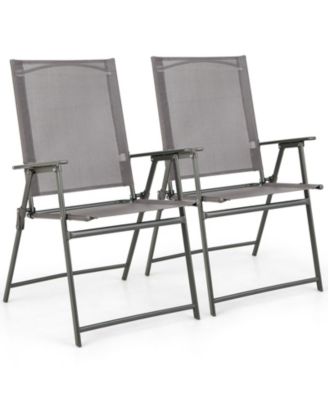 4PCS Patio Portable Metal Folding Chairs Dining Chair Set Poolside Garden