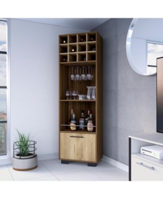 Bar Cabinet 20" H x 20.5" W with 1 Cabinet, 2 Drawers, 1 Shelf Macadamia Finish