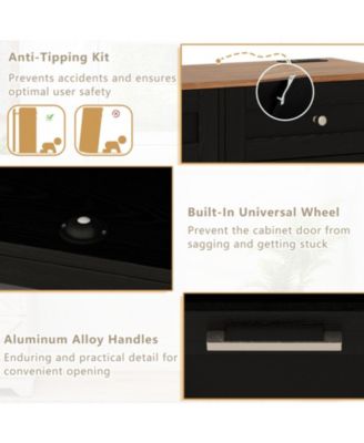 39.5 x 36 in Tilt-Out Trash Can Cabinet with Built-In Outlets and Adjustable Shelves