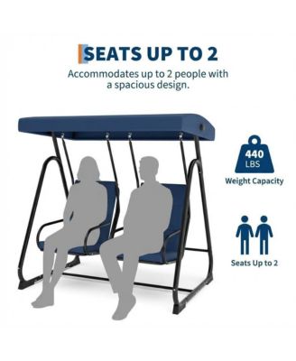 2 Person Patio Swing with Adjustable Canopy, Removable Cushions, Heavy Duty Steel Frame, Weather Resistant Design