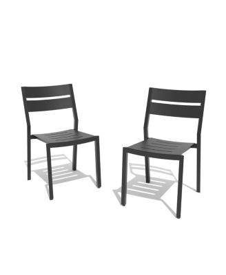 Outdoor Patio All-Weather Dining Chairs Set Aluminum Stackable Chairs