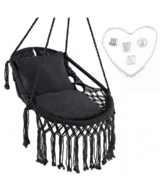 Hanging Hammock Chair with Soft Seat Cushion and Sturdy Rope Chain