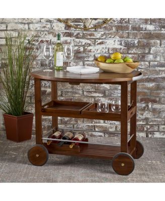 Modern Industrial Wood and Aluminum Bar Cart with Drop Leaf