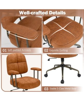 Leathaire Upholstered Task Office Chair with Cushioned Back
