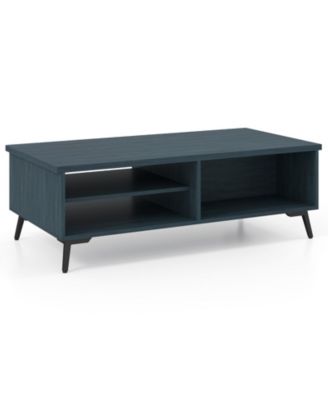 47-Inch Mid Century Modern 2-Tier Coffee Table with Storage