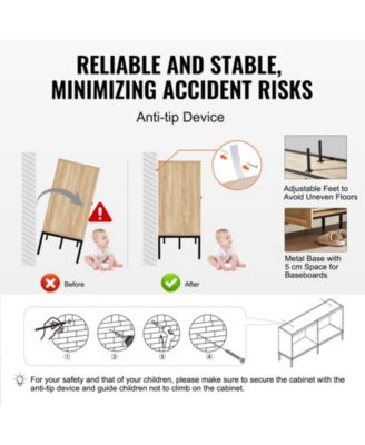 Rattan Cabinet, Rattan Storage Cabinet with 4 Magnetic Doors and Adjustable Shelves, Sideboard Buffet Cabinet for Hallway, Entryway, Living Room