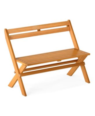 Two Person Acacia Wood Patio Garden Bench with High Capacity