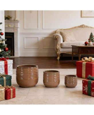 Handmade Ceramic Planter Set of 3 - All-Weather Deep