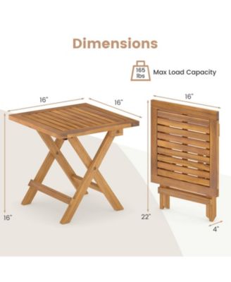 Set of 2 Acacia Wood Folding Outdoor Side Tables with X-Shaped Frame