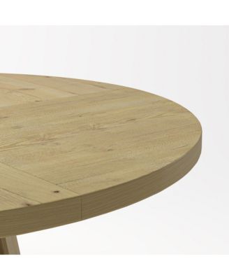 47" Round Dining Table for 4-6, Farmhouse Kitchen Table with Wooden Tabletop and Storage Base for Living Room, Dining Room