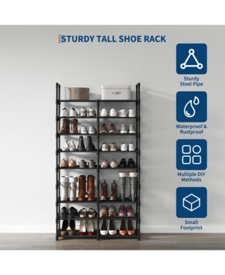 10 Tier Shoe Rack with Adjustable Fabric Shelves, Metal Frame, Slim Storage for Entryway and Bedroom