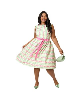 Plus Size Sleeveless Belted Swing Dress