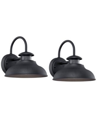 Midland Rustic Farmhouse Outdoor Wall Light Fixture Set of 2 Dusk to Dawn Motion Sensor LED for Post Exterior Barn Deck
