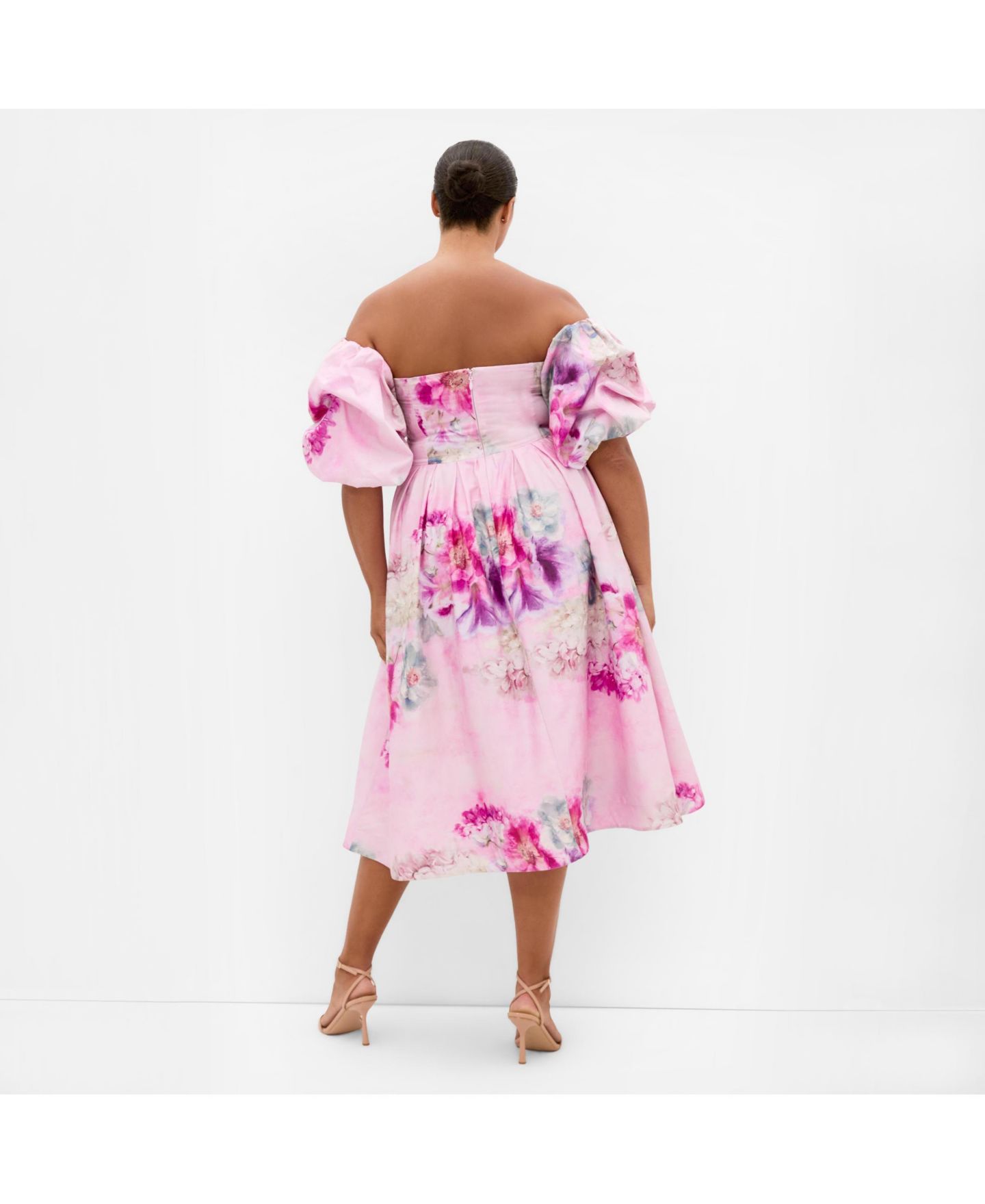Женское платье CITY CHIC Rosalee Garden Print Puff Sleeve Midi, цвет: Gilded Garden — фото 2