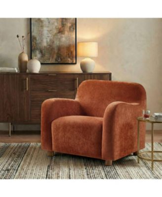 Berken 35'' Wide Lamb Wool Upholstered Teddy Armchair with Solid Wood Legs