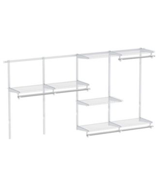 Wall-Mounted Closet Organizer System with 7 Shelves and 5 Hanging Rods