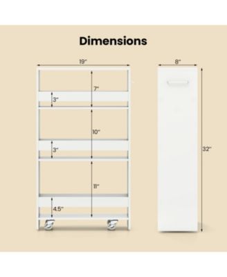 4-Tier Slim Rolling Kitchen Cart with Open Shelves and Guard Rails