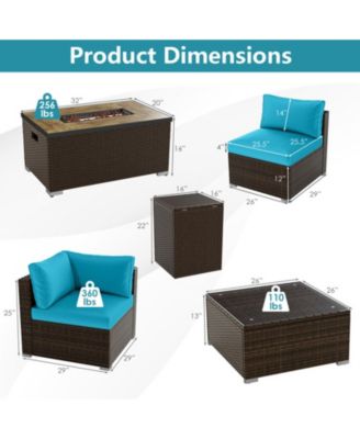 7 Piece Outdoor Furniture Set with Fire Pit Table and Propane Tank Cover