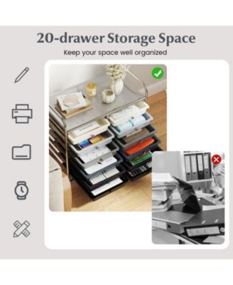 12-Drawer Mobile Storage Trolley with Visible Drawers and Dual Push Handles