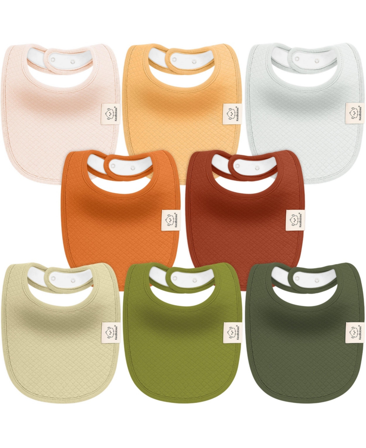 KeaBabies 8pk Quin Baby Bibs for Drooling and Teething, Cotton Drool Bibs, Newborn Baby Boys, Baby Girls Bibs - Sahara