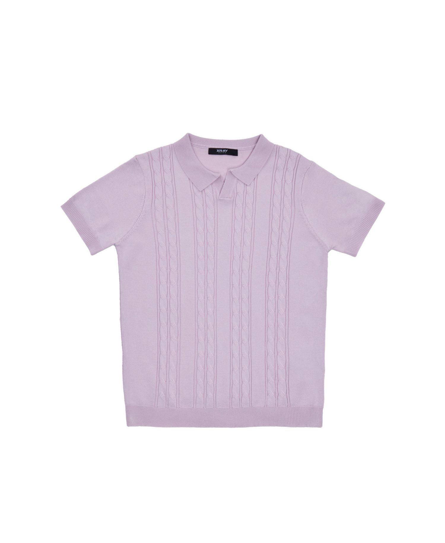 Boys Boy's Size 4-18 Cable Knit Short Sleeve Johnny Collar Sweater Polo