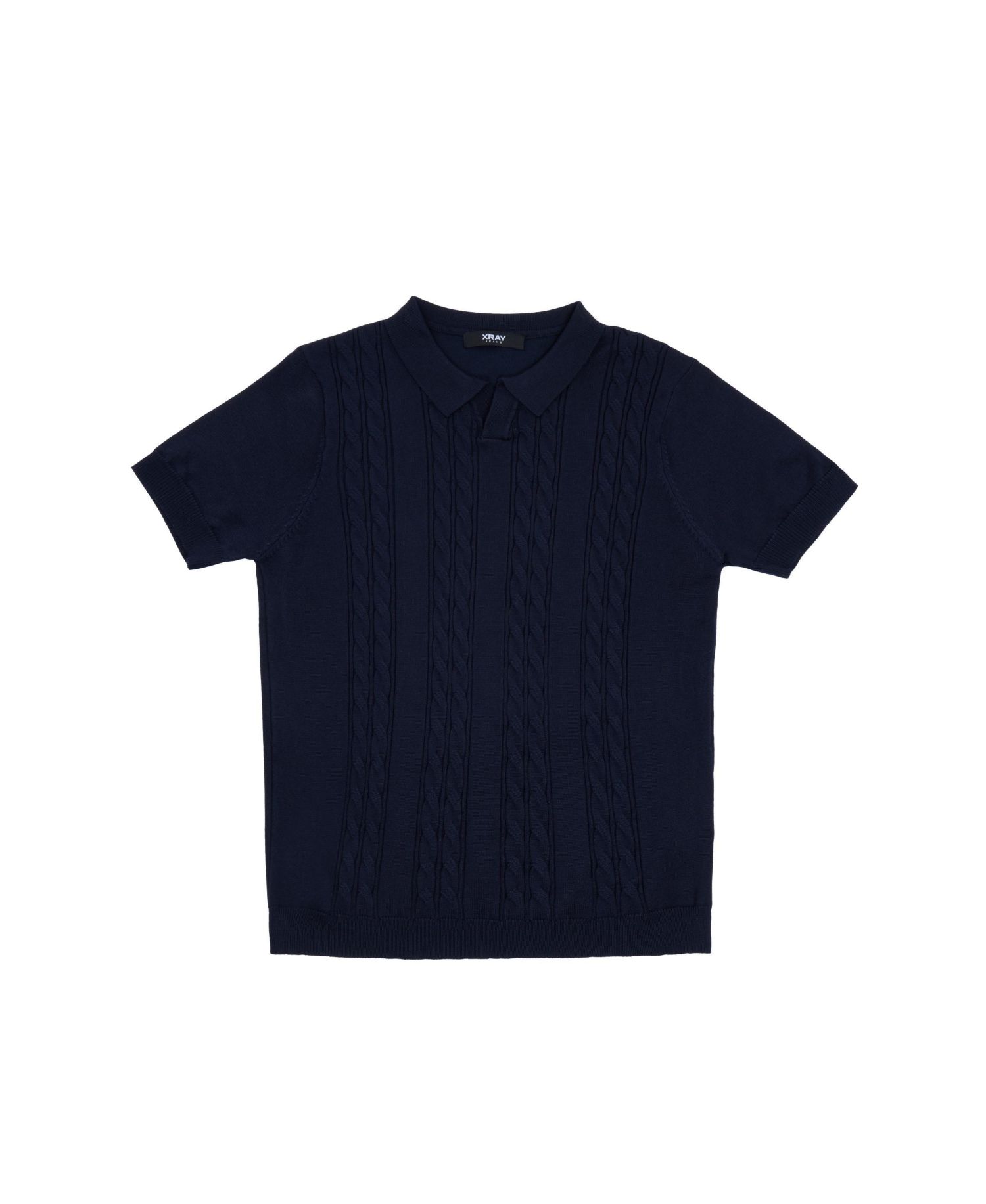 Boys Boy's Size 4-18 Cable Knit Short Sleeve Johnny Collar Sweater Polo