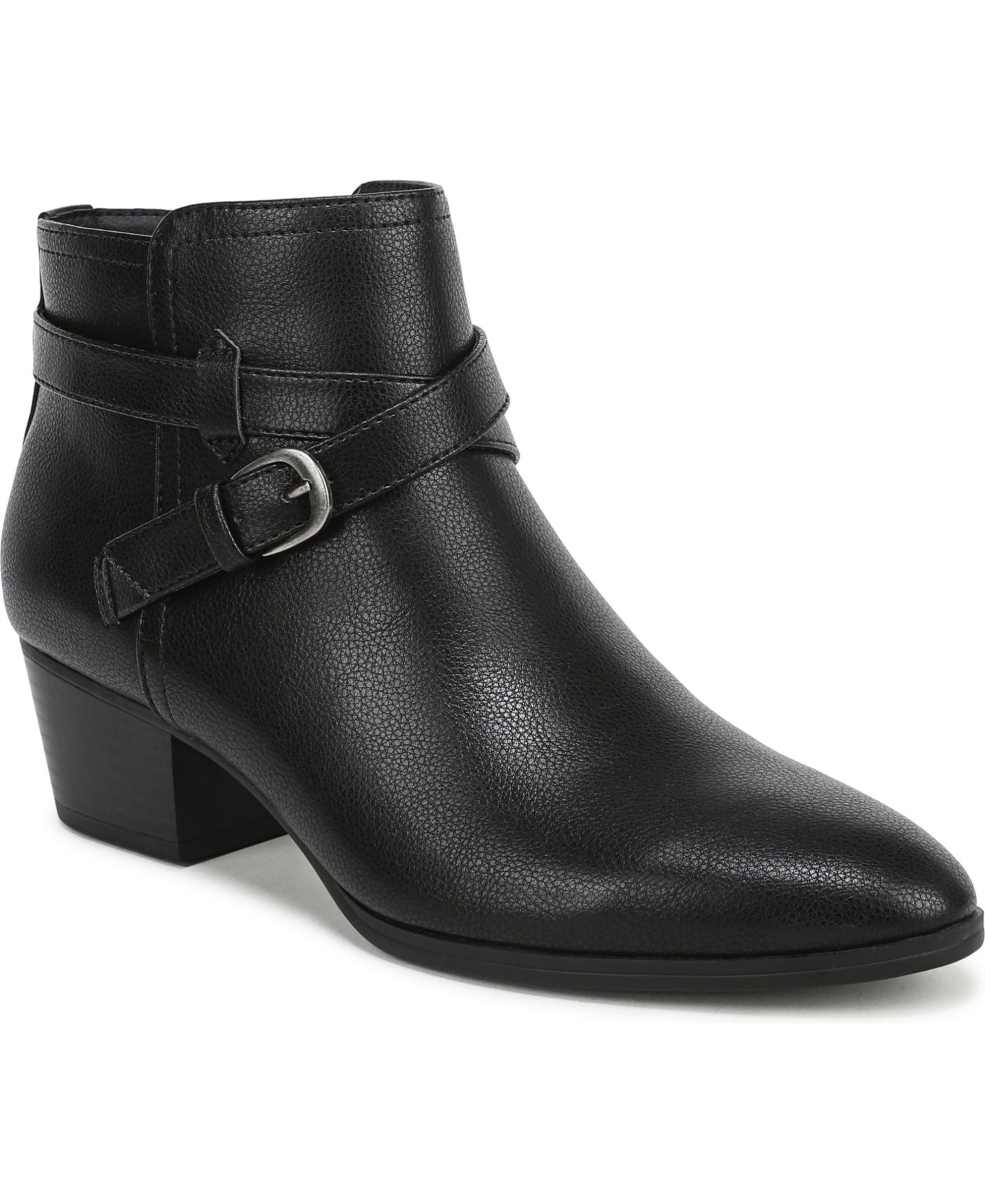 Женские ботинки LifeStride Oaklyn Zip Short Pointed Toe Booties, цвет: Чёрная искусственная кожа — фото 1