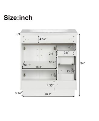 30 Inch Bathroom Vanity with 2 Doors 2 Drawers Adjustable Shelf Hidden Damping Slides and Hinges Modern Storage Cabinet