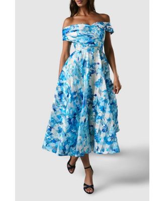Women's Off-Shoulder Floral Statement Midi Dress