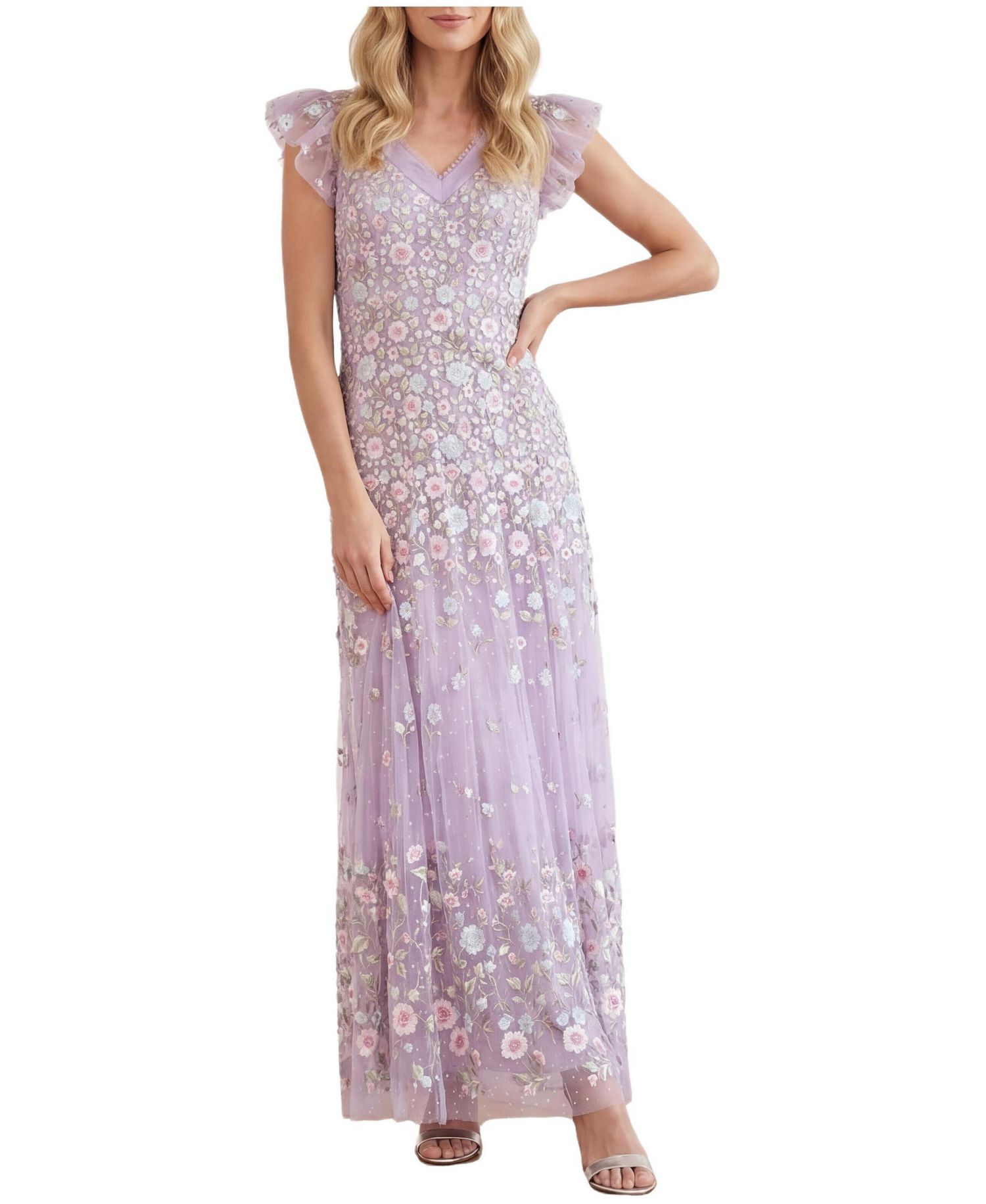 Women's Ethereal Blooms Short Sleeve Ankle Gown