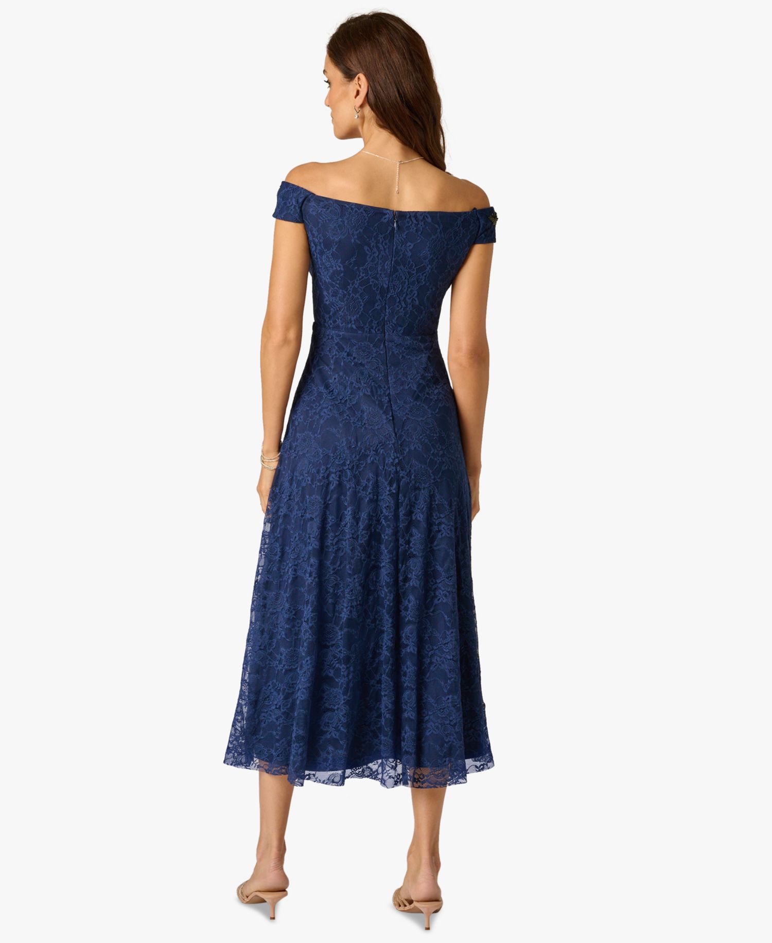 Women's Off-The-Shoulder Embellished Midi Dress