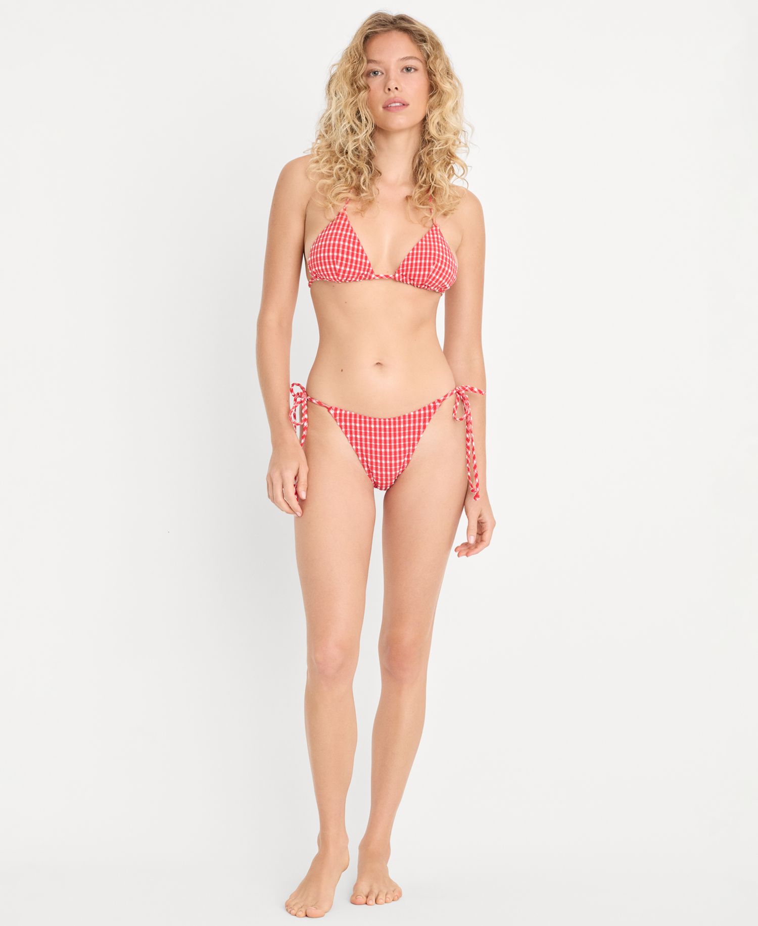Women's Gingham String Swim Bikini Top