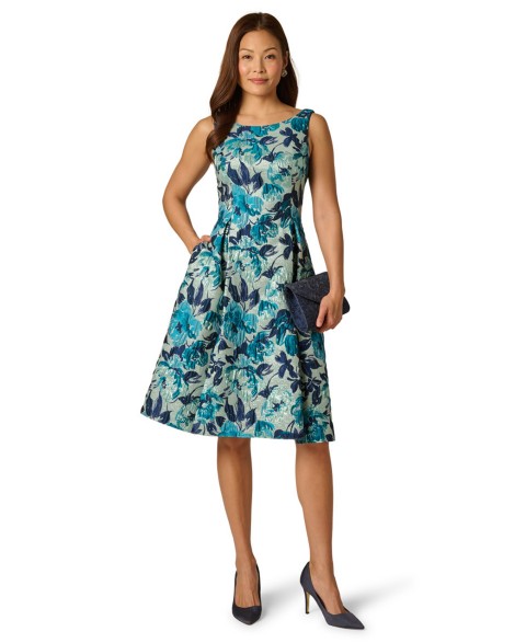 Женские платья Adrianna Papell Women's Printed Metallic Boat Neck Dress