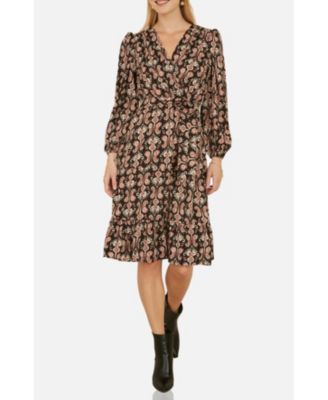Women's Ikat Long Sleeve Skater Midi Dress