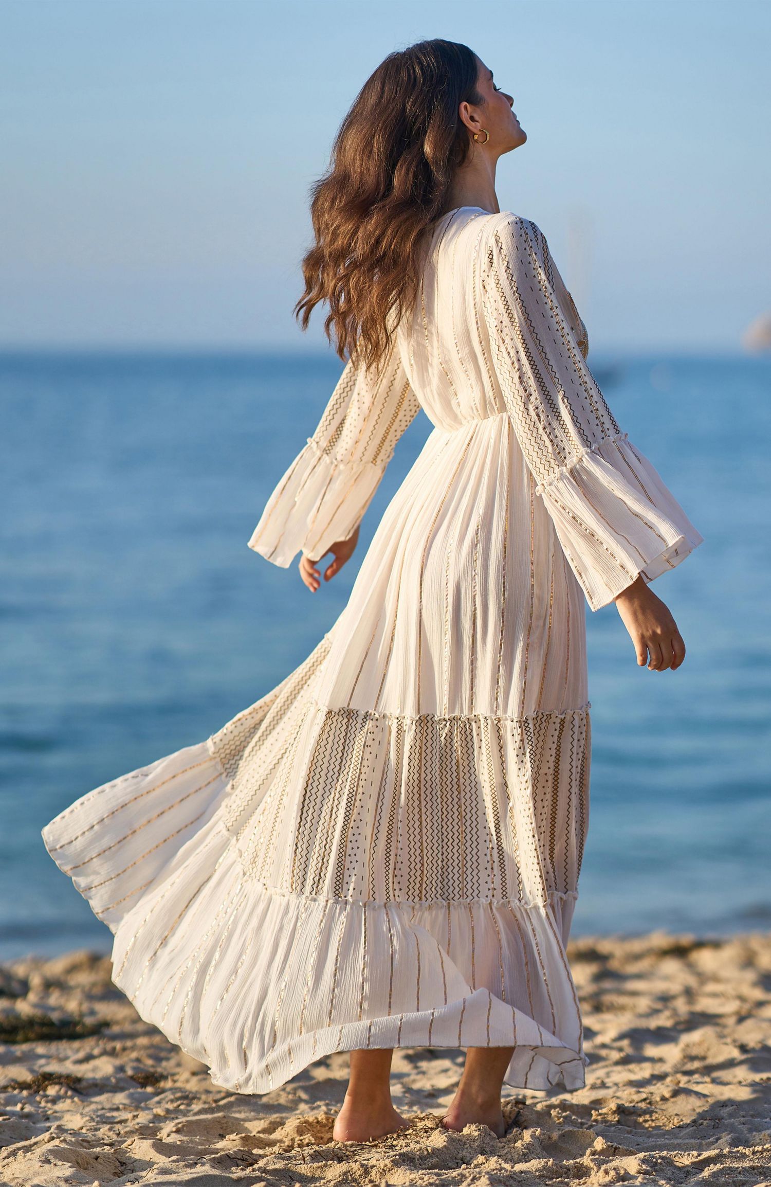 Women's Metallic Embellished Maxi Dress