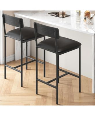 Kitchen Chairs Set of 2, Padded Bar Stools with Backrest for Dining and Bar Area