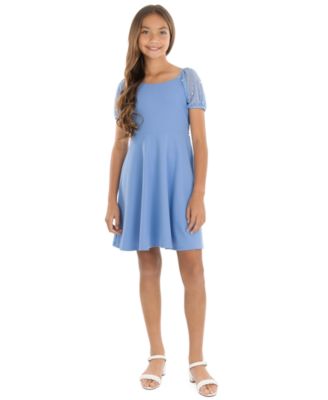 Girls' 7-16 Short-Sleeve Round Neck Dress 