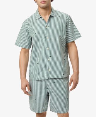 Men's Striped Short-Sleeve Shirt and Pajama Shorts, 2-Piece Set