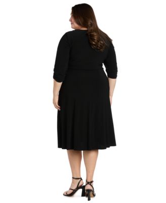 R & M Richards Plus Size V-Neck Side Ring Midi Dress - Macy's