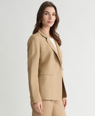 Women's Linen Notched Collar One-Button Blazer