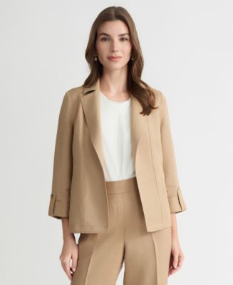Kasper Women's Linen Blend Open-Front Cuffed Blazer, Regular