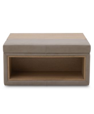 Maxyne 35" Leather Square Ottoman