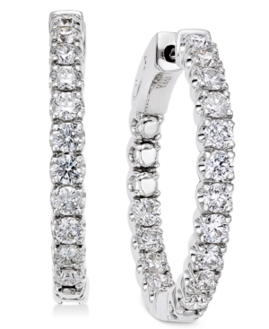 image of Diamond In-and-Out Hoop Earrings (2 ct. t.w.) in 14k White Gold