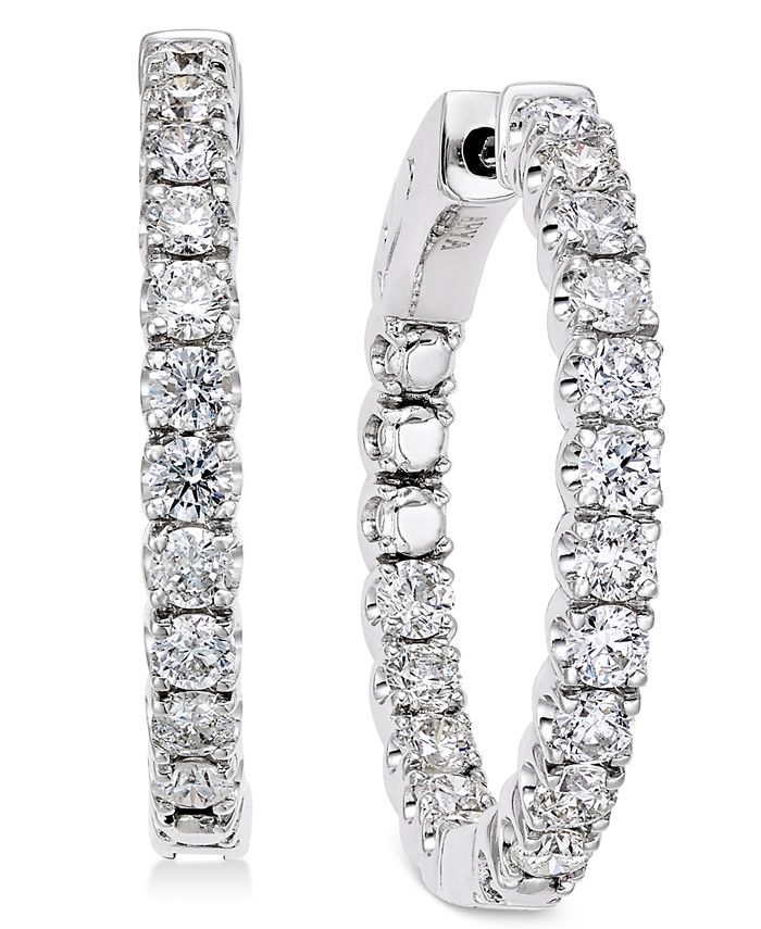 Macy's - Diamond In-and-Out Hoop Earrings (2 ct. t.w.) in 14k White Gold