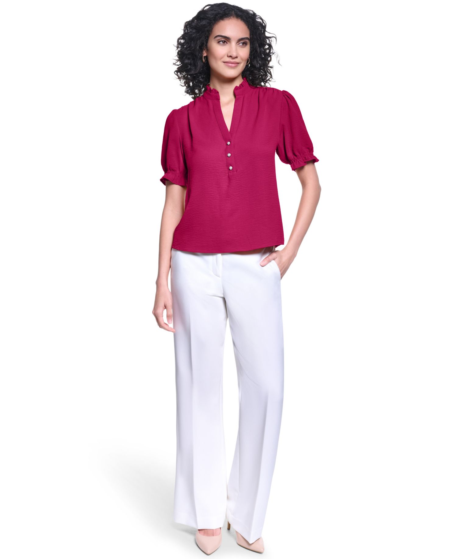 Women's V-Neck Short-Sleeve Blouse