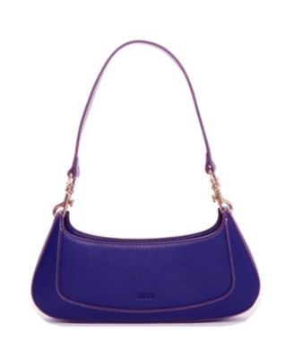 Women's Pebbled Leather Baguette Shoulder Bag East West Crescent Hobo Purse