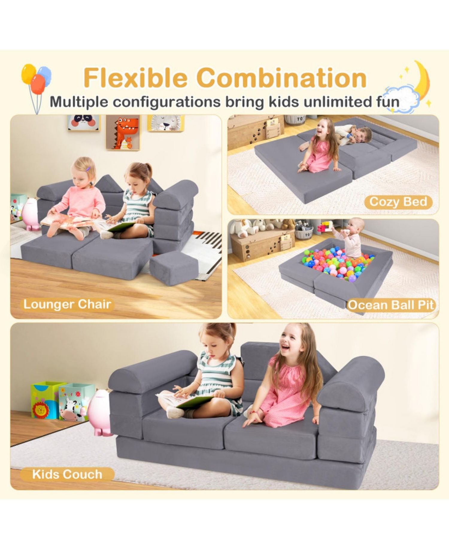 Modular Foam Climb and Crawl Playset, 9-Piece Set