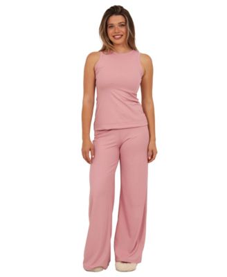 Women's Ribbed Knit Tank Top and Wide-Leg Pant Set