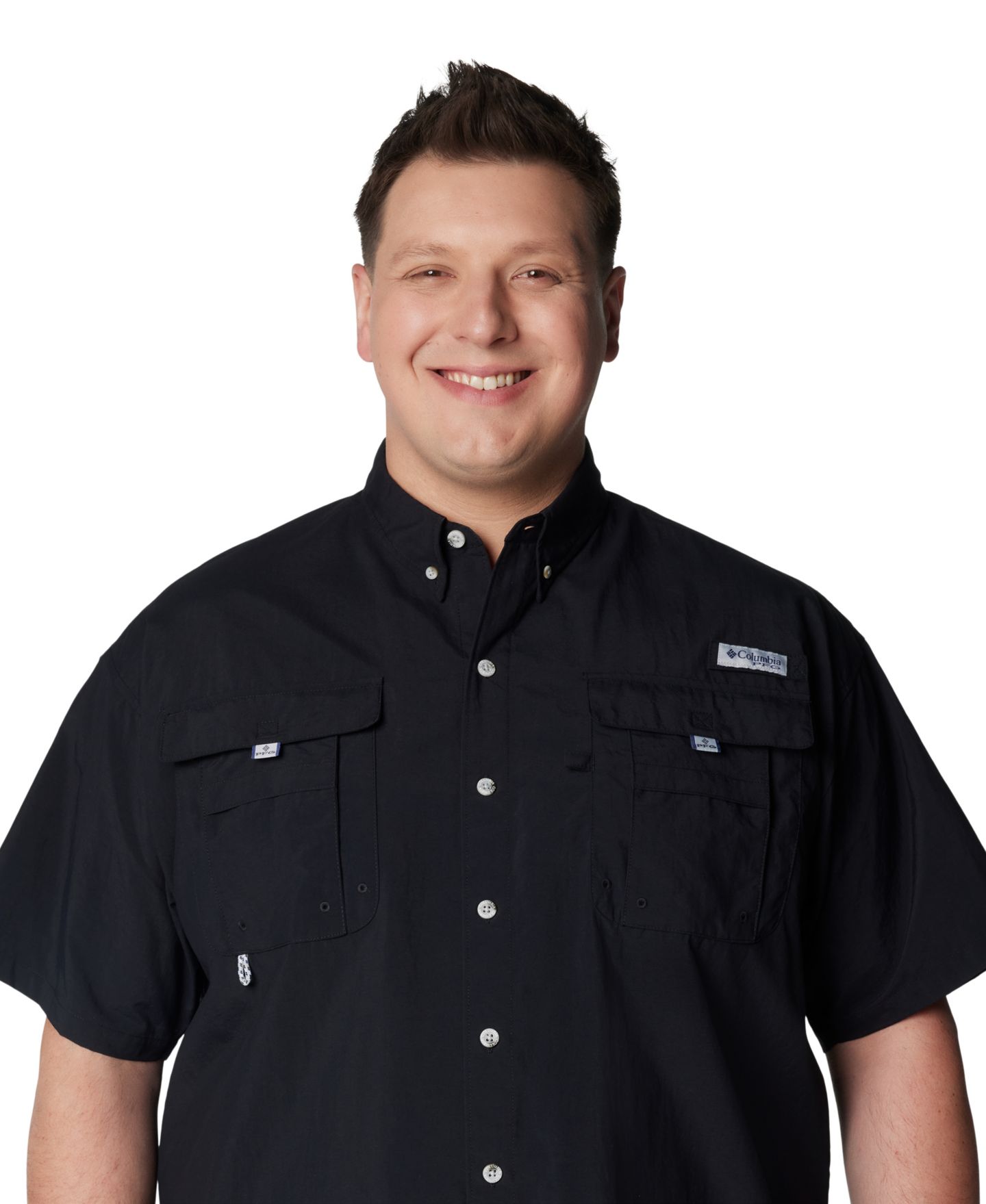 Мужская рубашка Columbia Big & Tall Bahama II Short Sleeve, цвет: Чёрный — фото 4