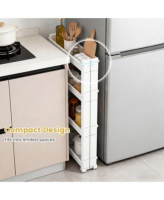 4-Tier Multifunctional Slim PP Storage Trolley with Ventilated Trays